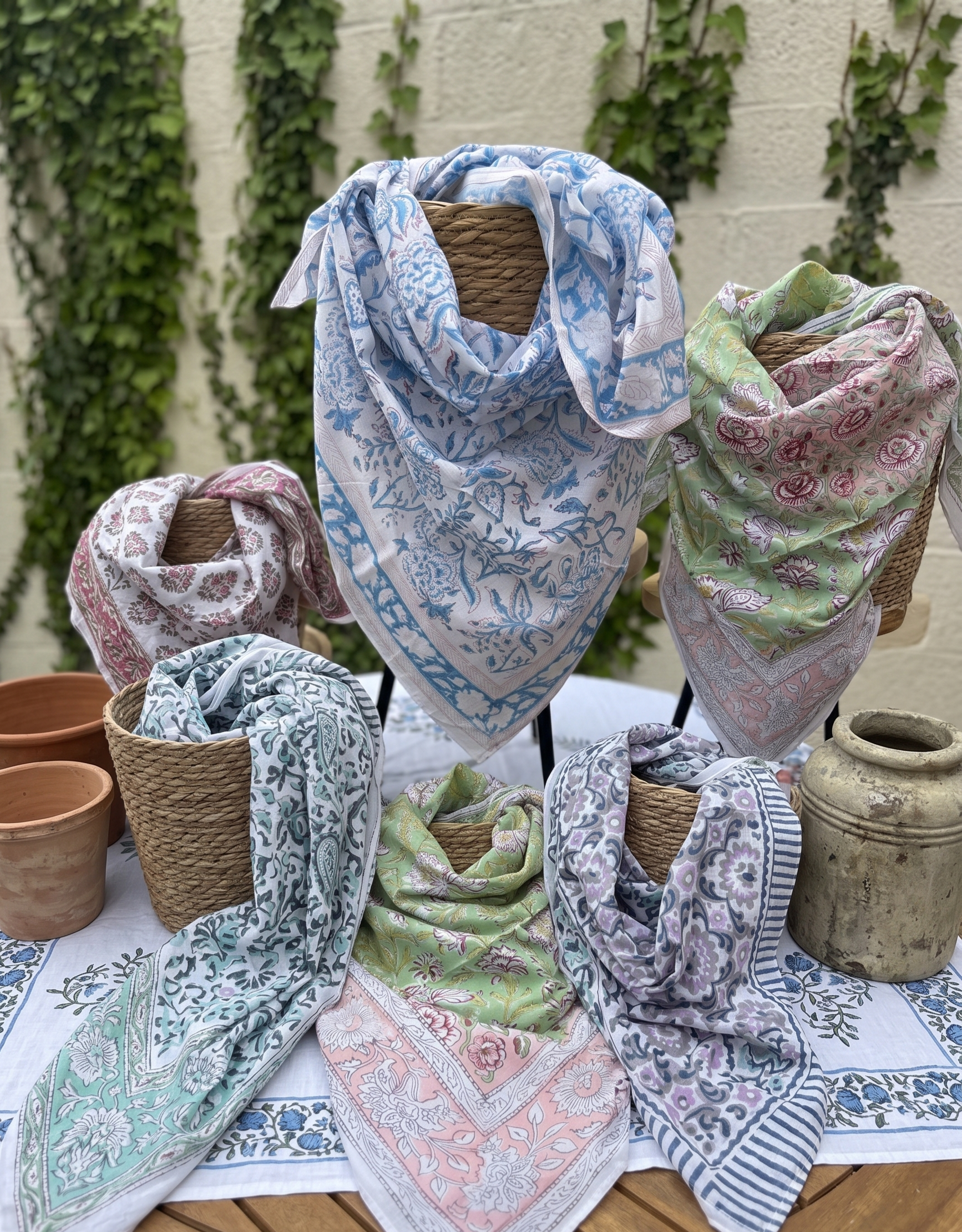 Les foulards en blockprint