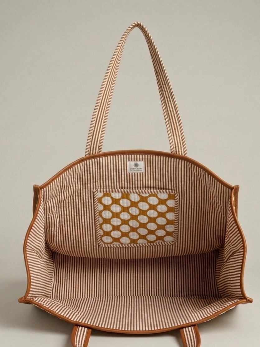 Sac cabas matelassé blockprint fabrication artisanale