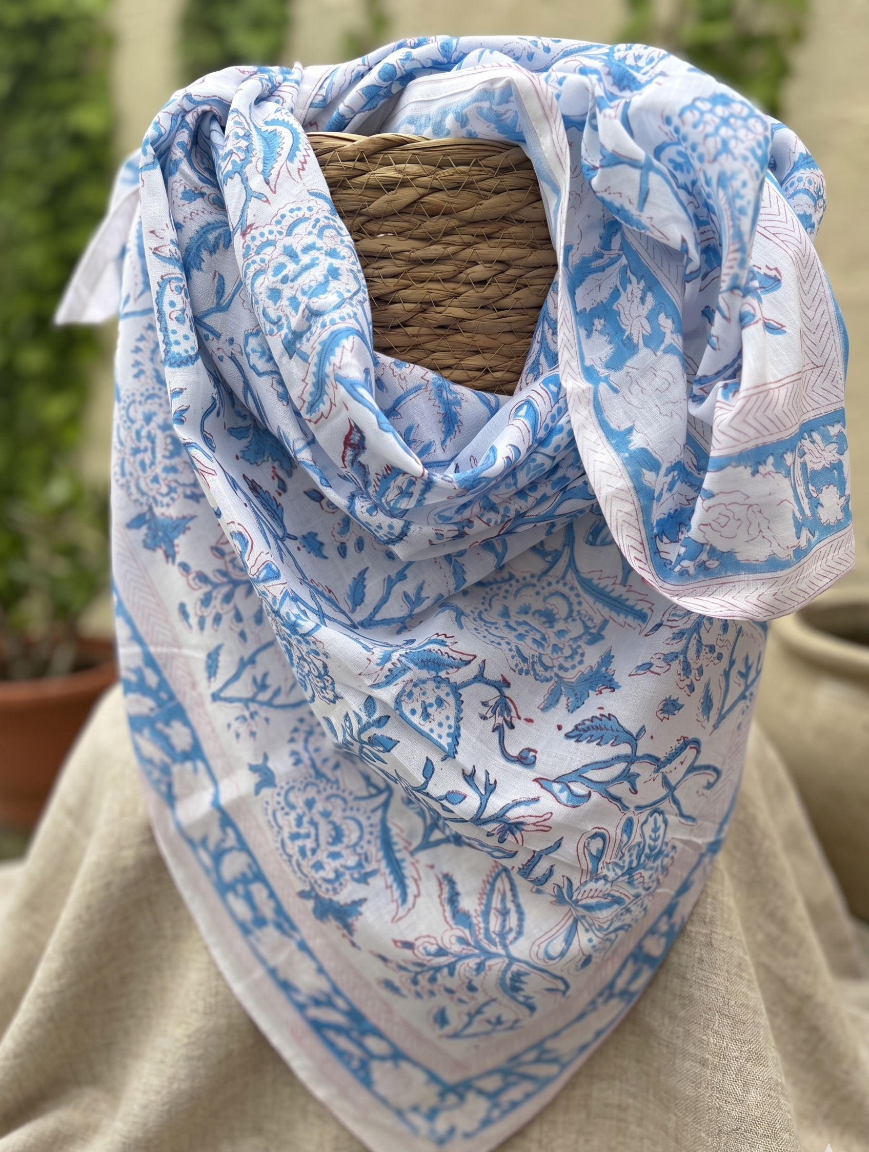 Foulard artisanal en blockprint indien