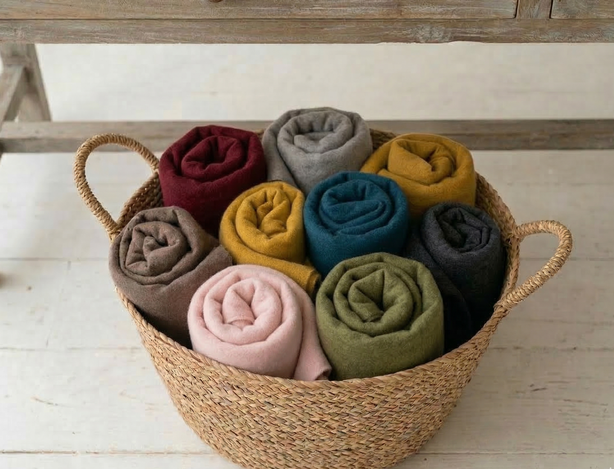 Bar à écharpes en laine, 31 coloris au choix