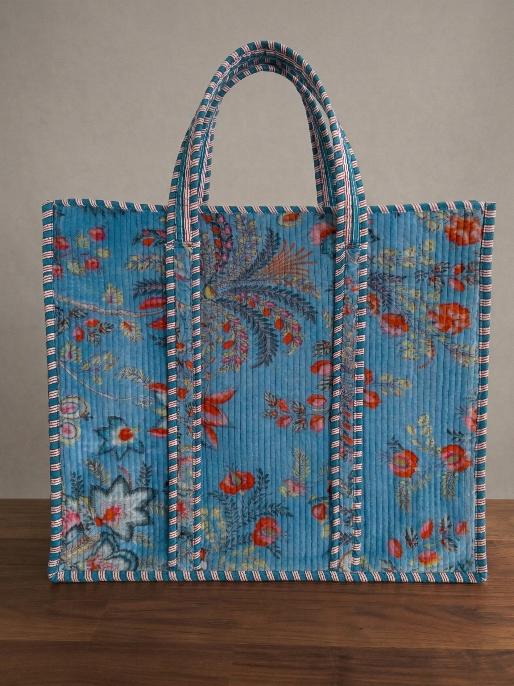 Sac cabas matelassé blockprint fabrication artisanale