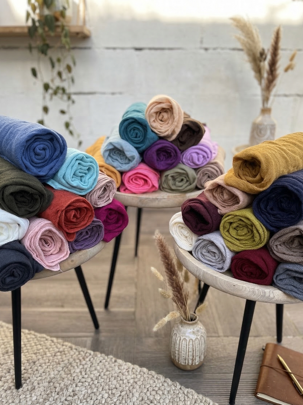 Bar à écharpes en laine, 31 coloris au choix