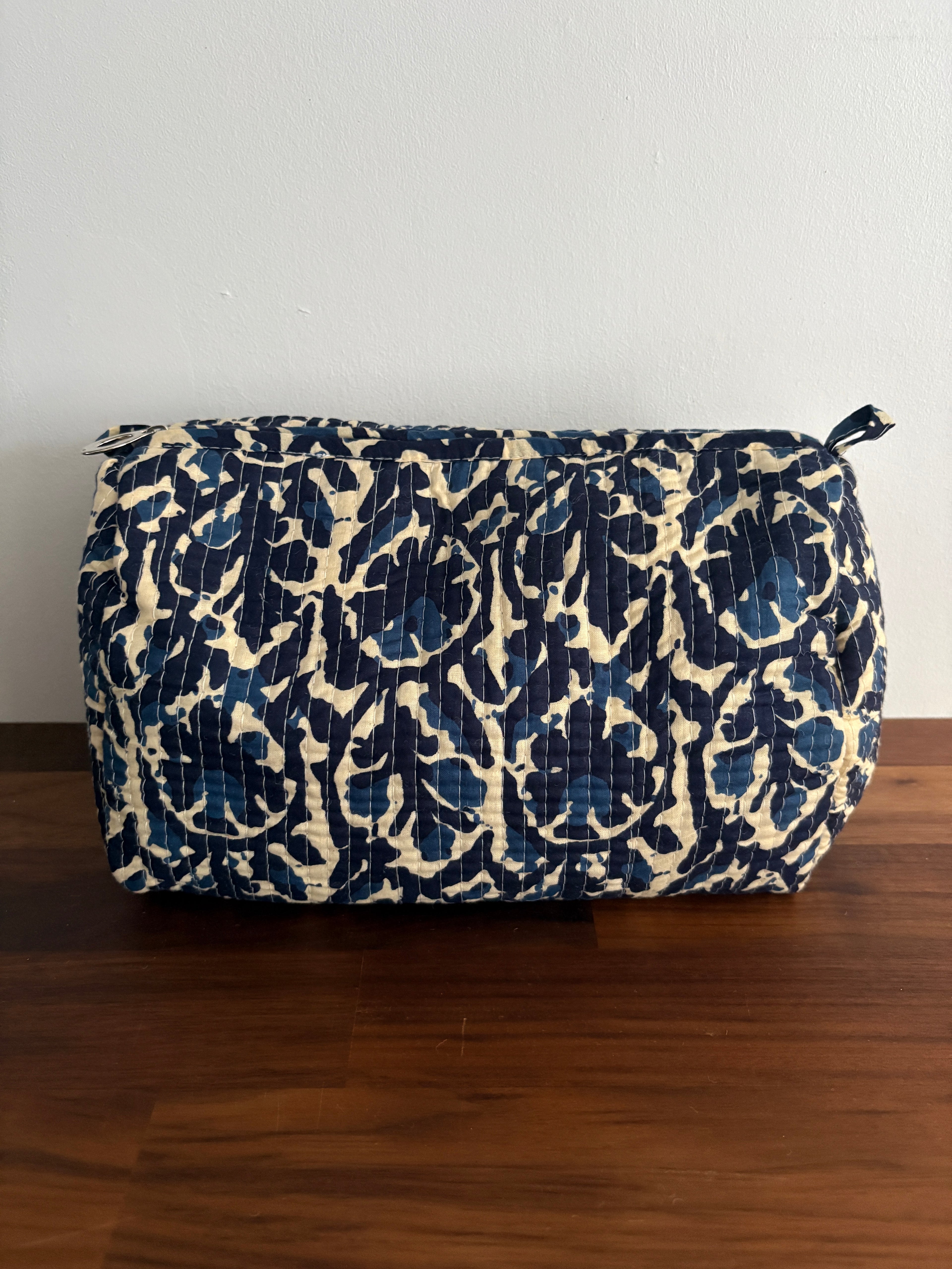 Trousse de toilette en coton matelassé  blockprint indien collection artisanale