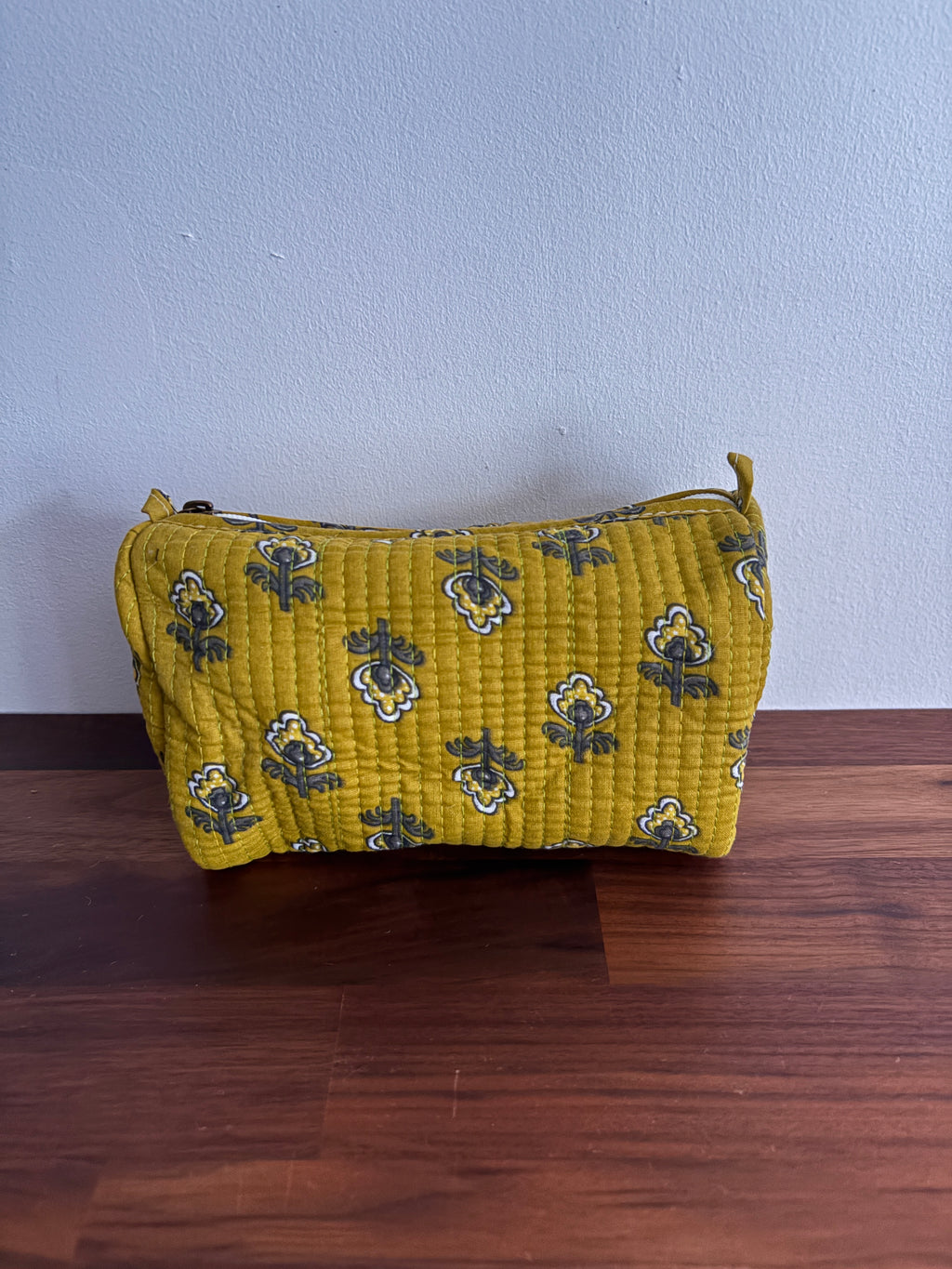 Trousse matelassée en coton blockprint indien artisanal