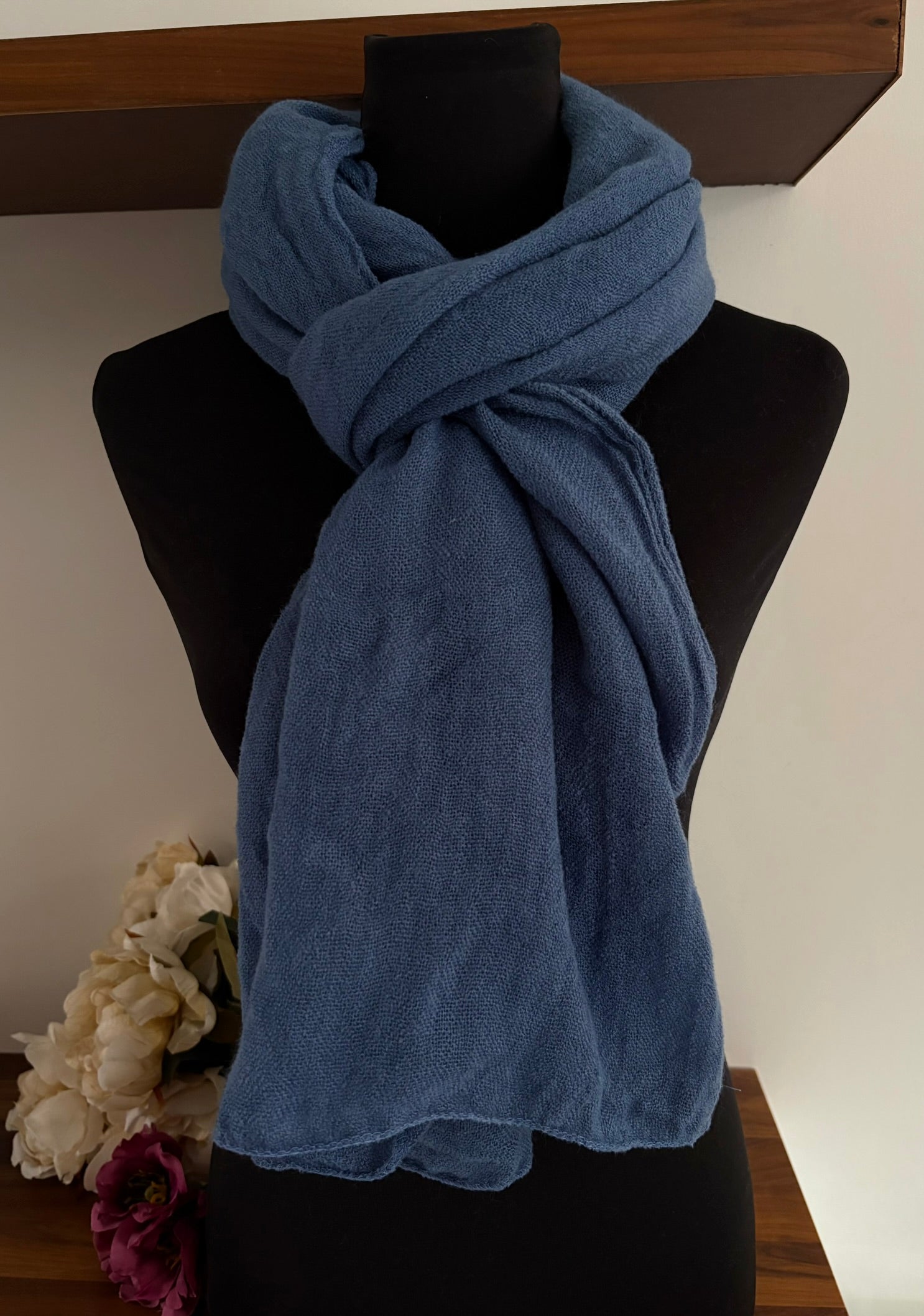 Echarpe bleu en laine 