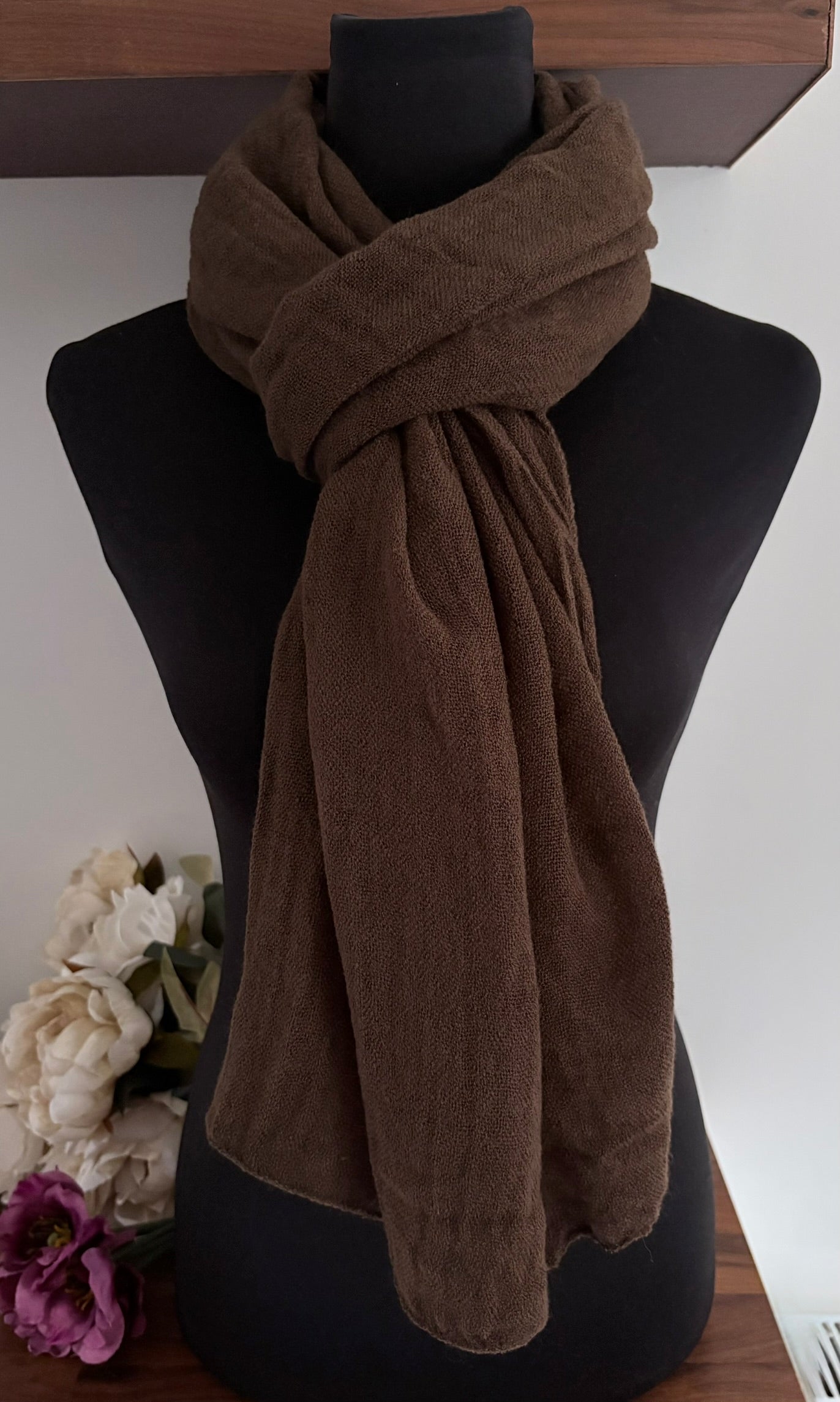 Echarpe marron en laine 