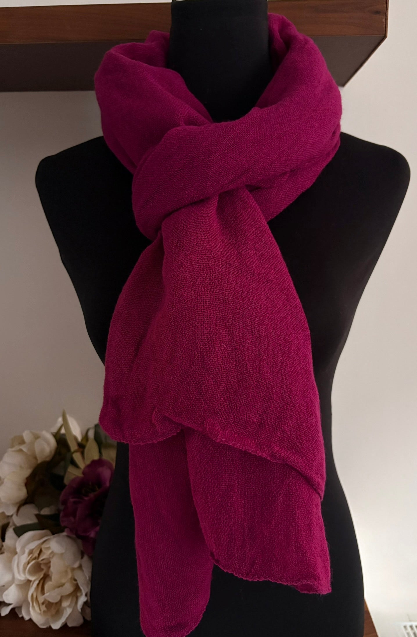 Echarpe framboise en laine 