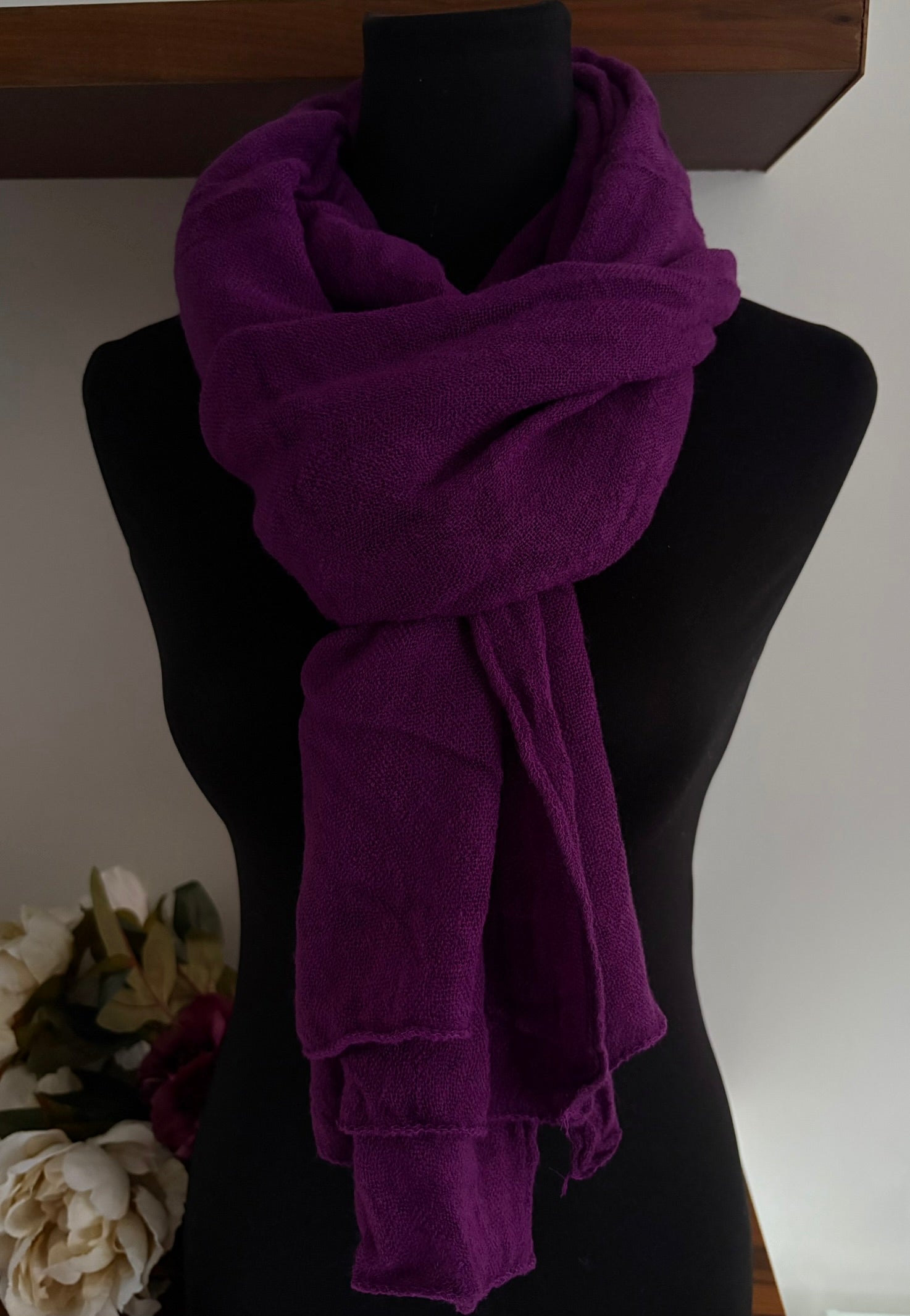 Echarpe violette en laine 