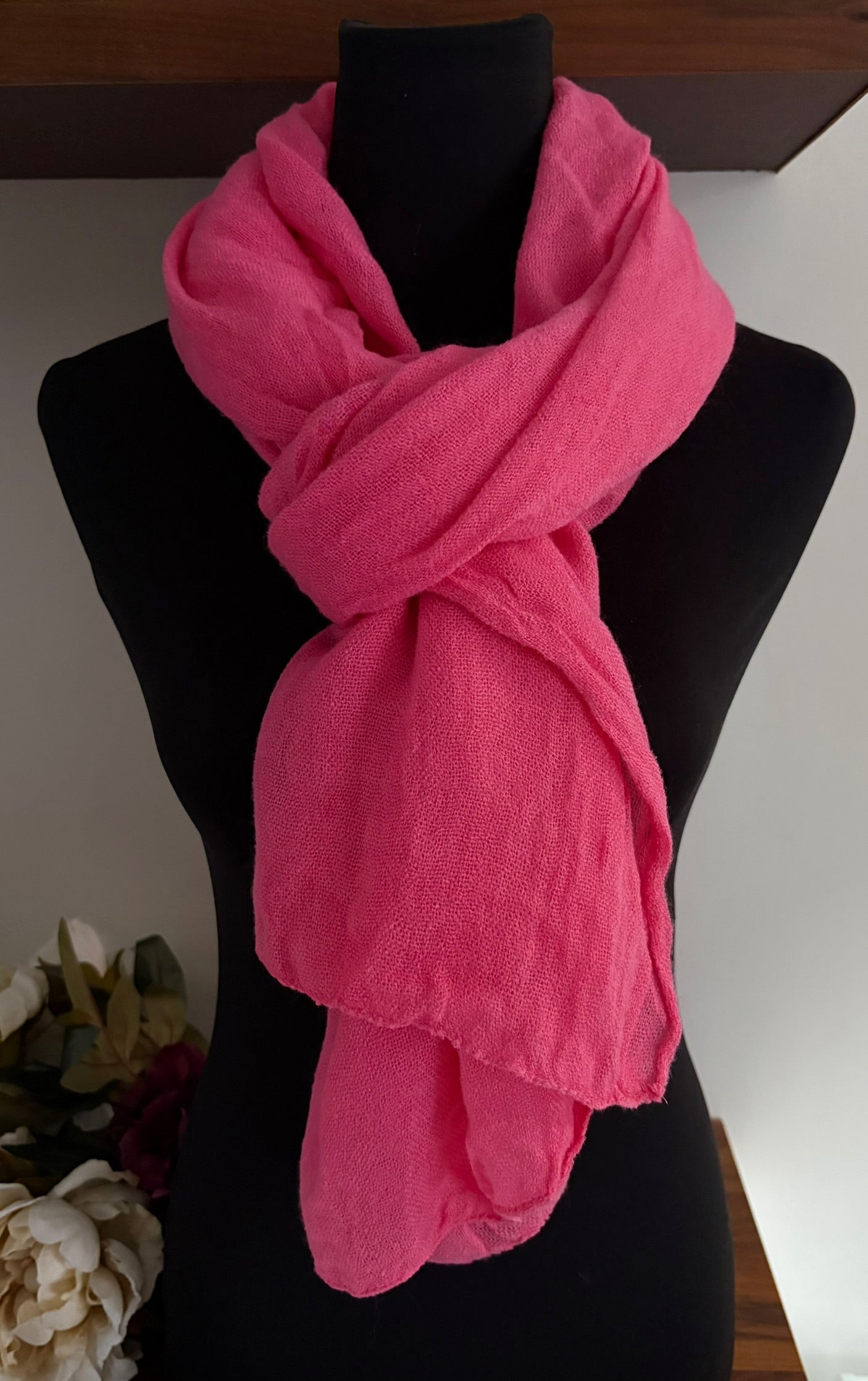 Echarpe rose en laine 