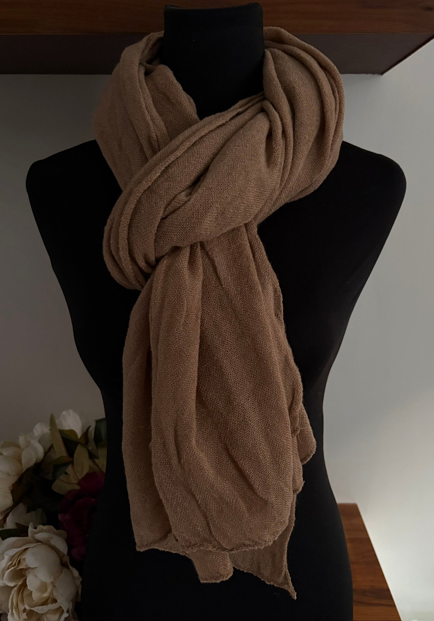 Echarpe marron clair en laine 