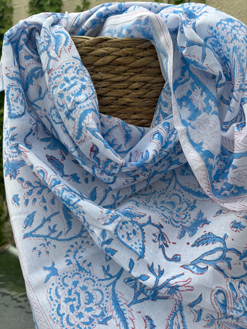 Foulard artisanal en blockprint indien