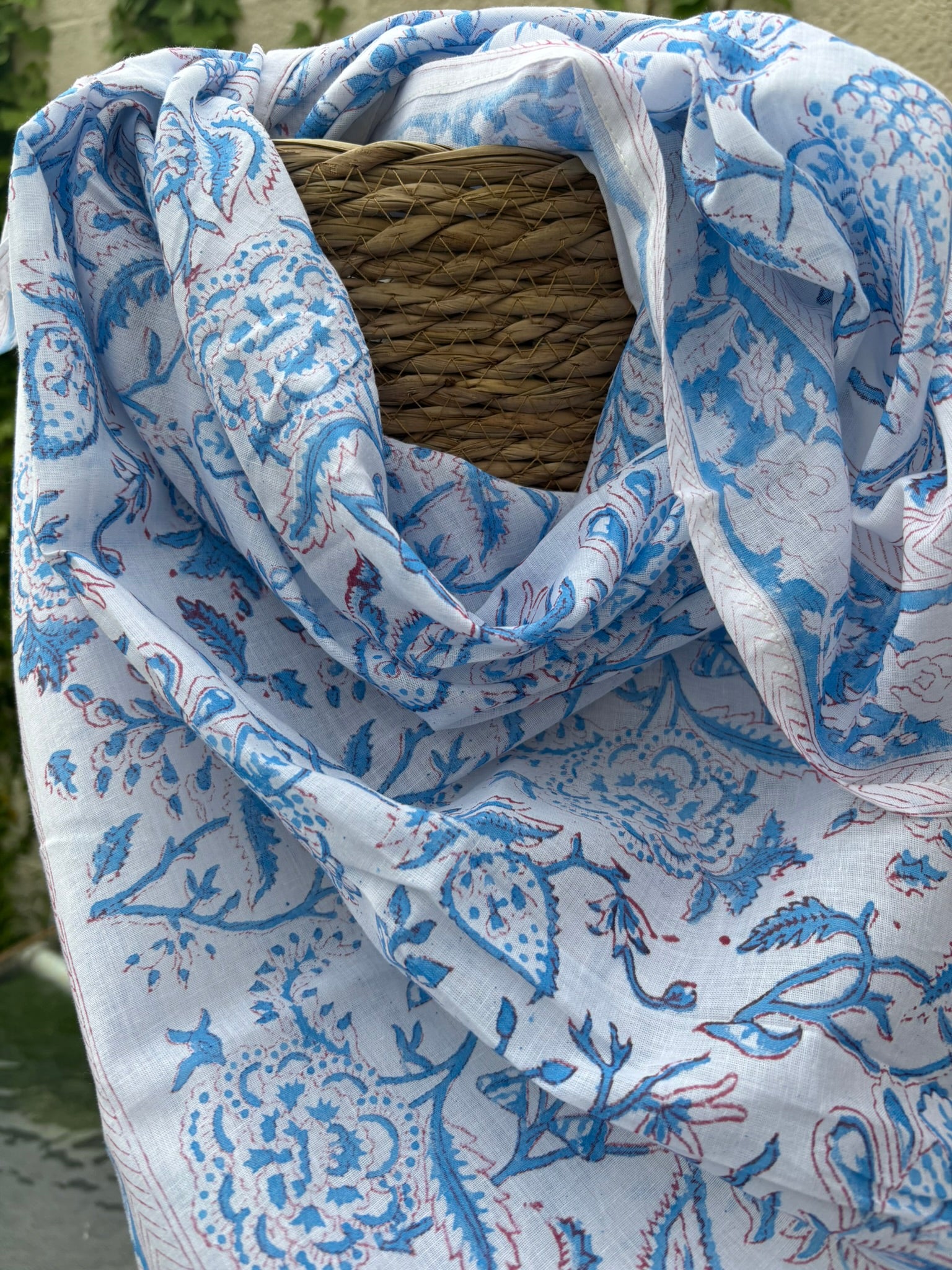 Foulard artisanal en blockprint indien