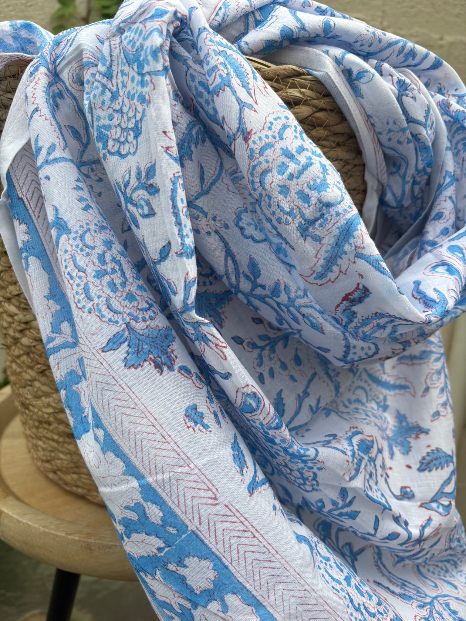 Foulard artisanal en blockprint indien