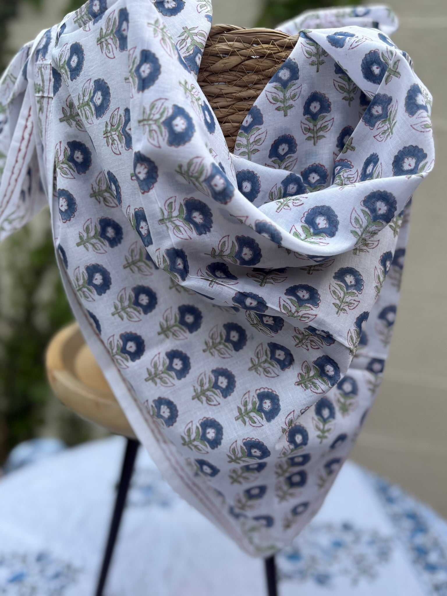 Foulard artisanal en blockprint indien