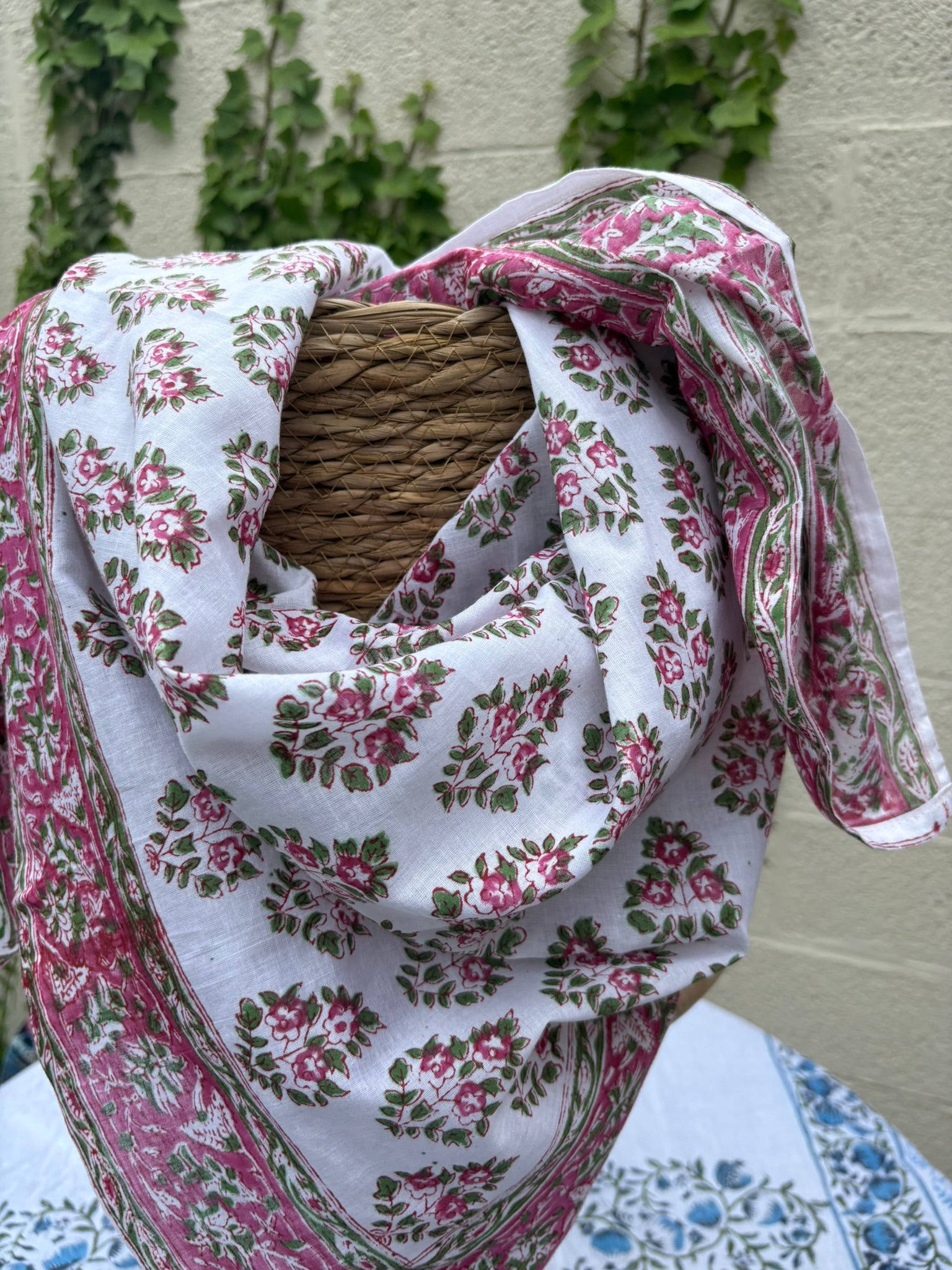 Foulard artisanal en blockprint indien