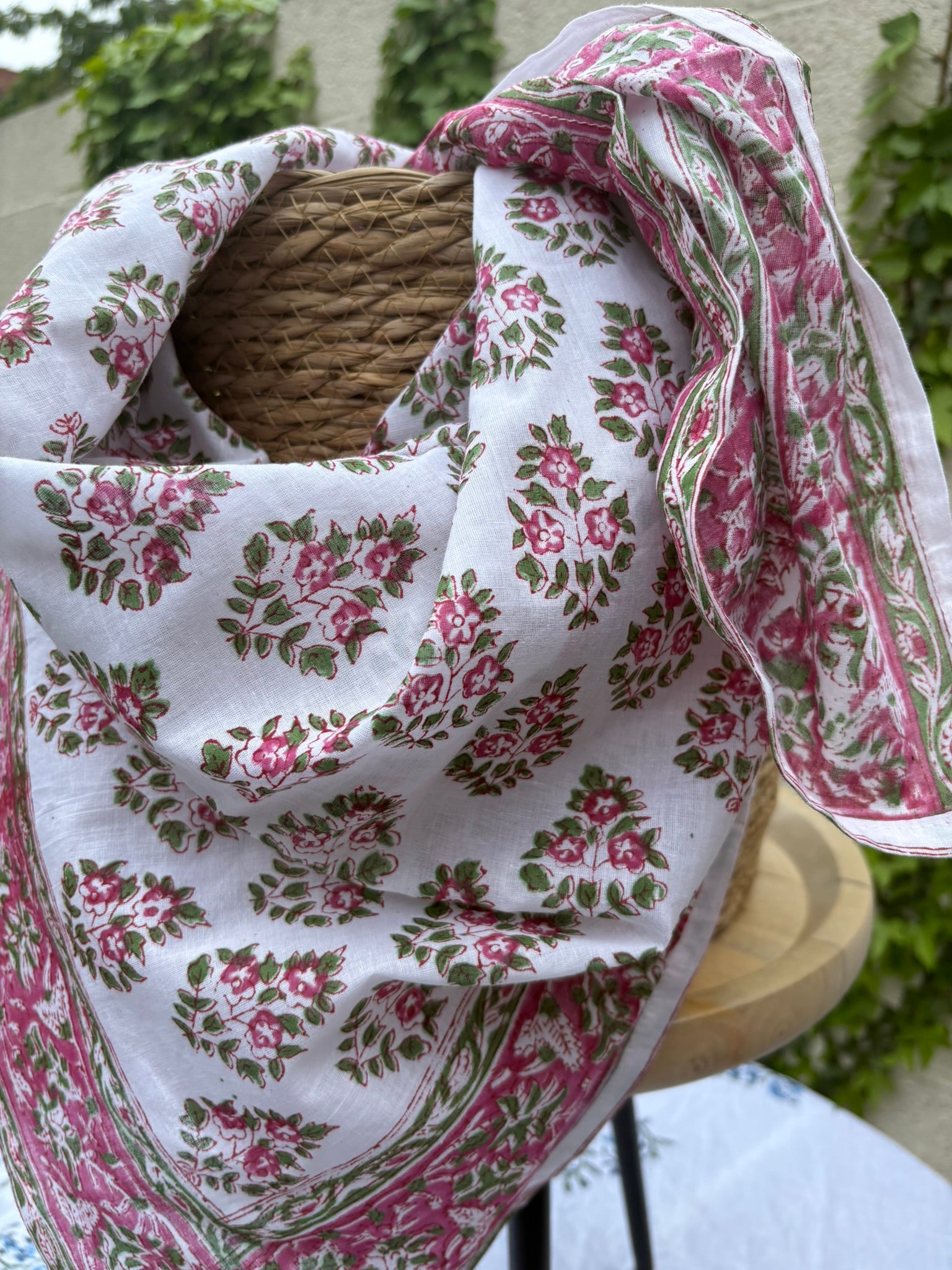 Foulard artisanal en blockprint indien