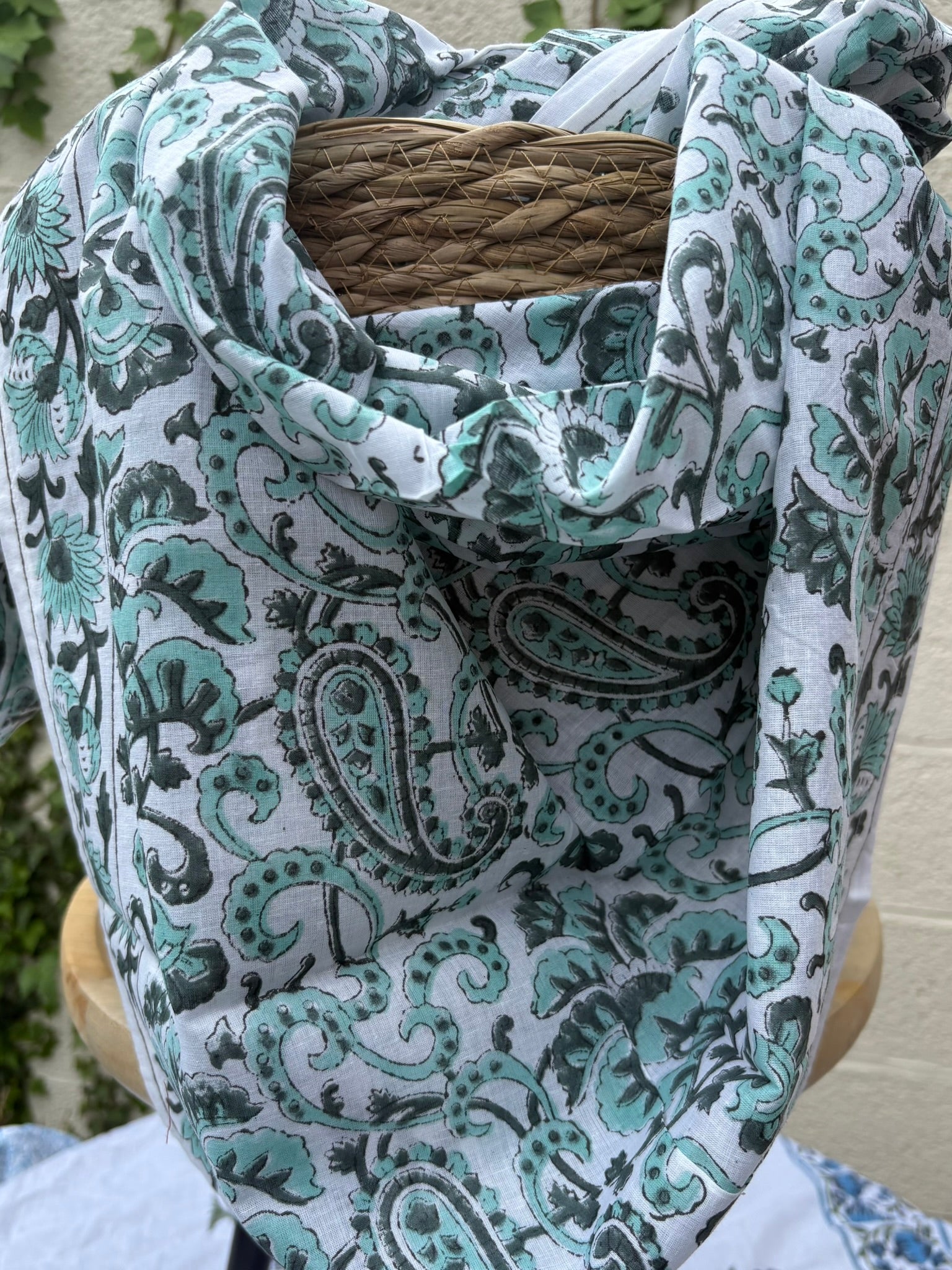 Foulard artisanal en blockprint indien