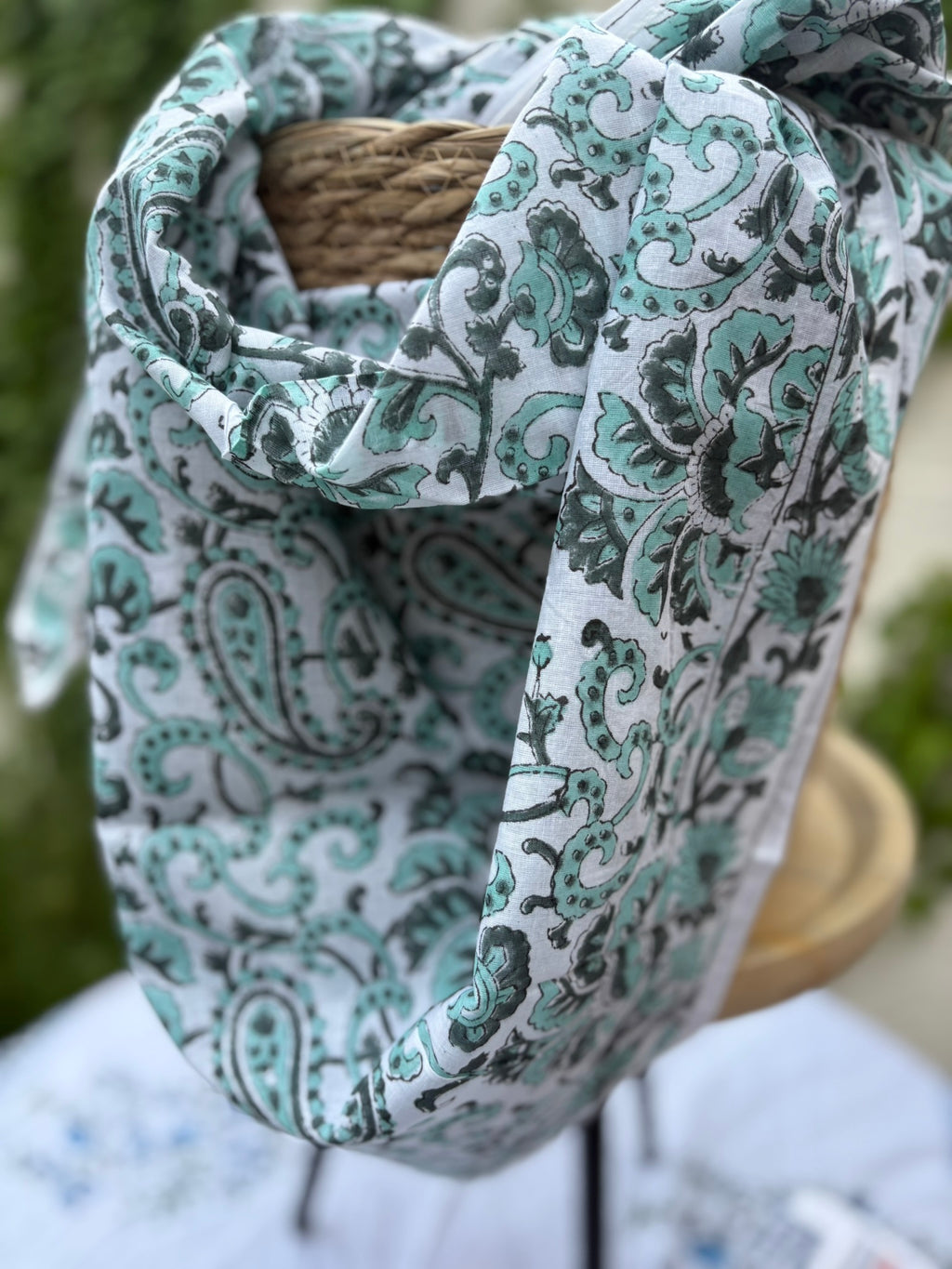 Foulard artisanal en blockprint indien