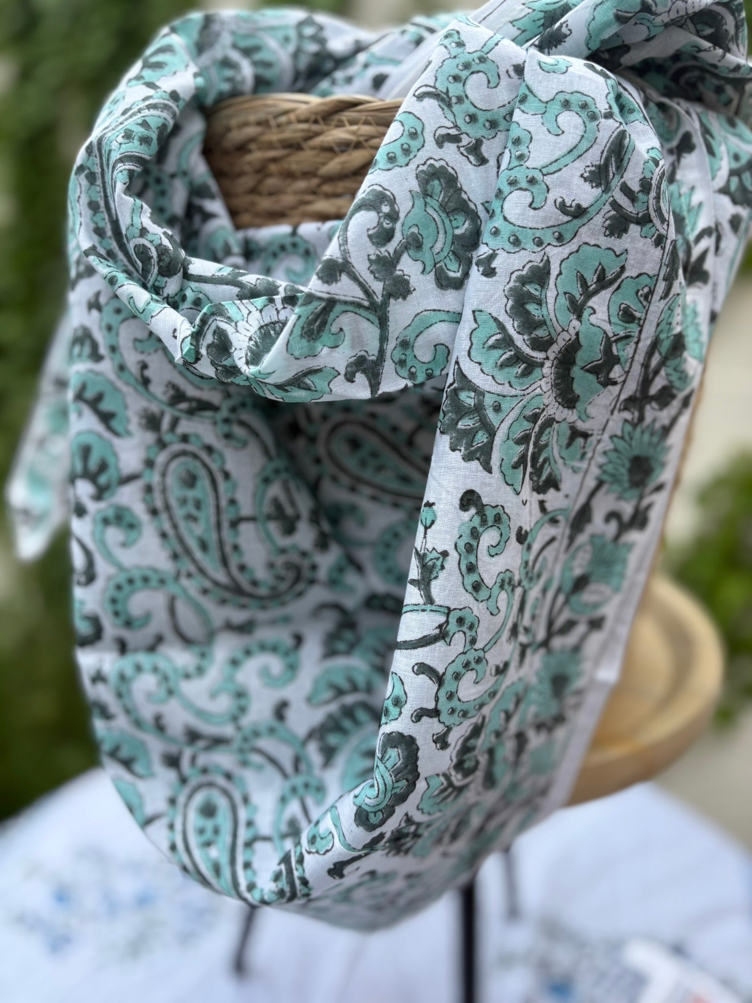 Foulard artisanal en blockprint indien