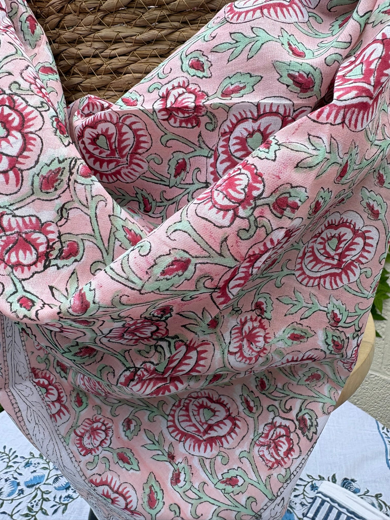 Foulard artisanal en blockprint indien