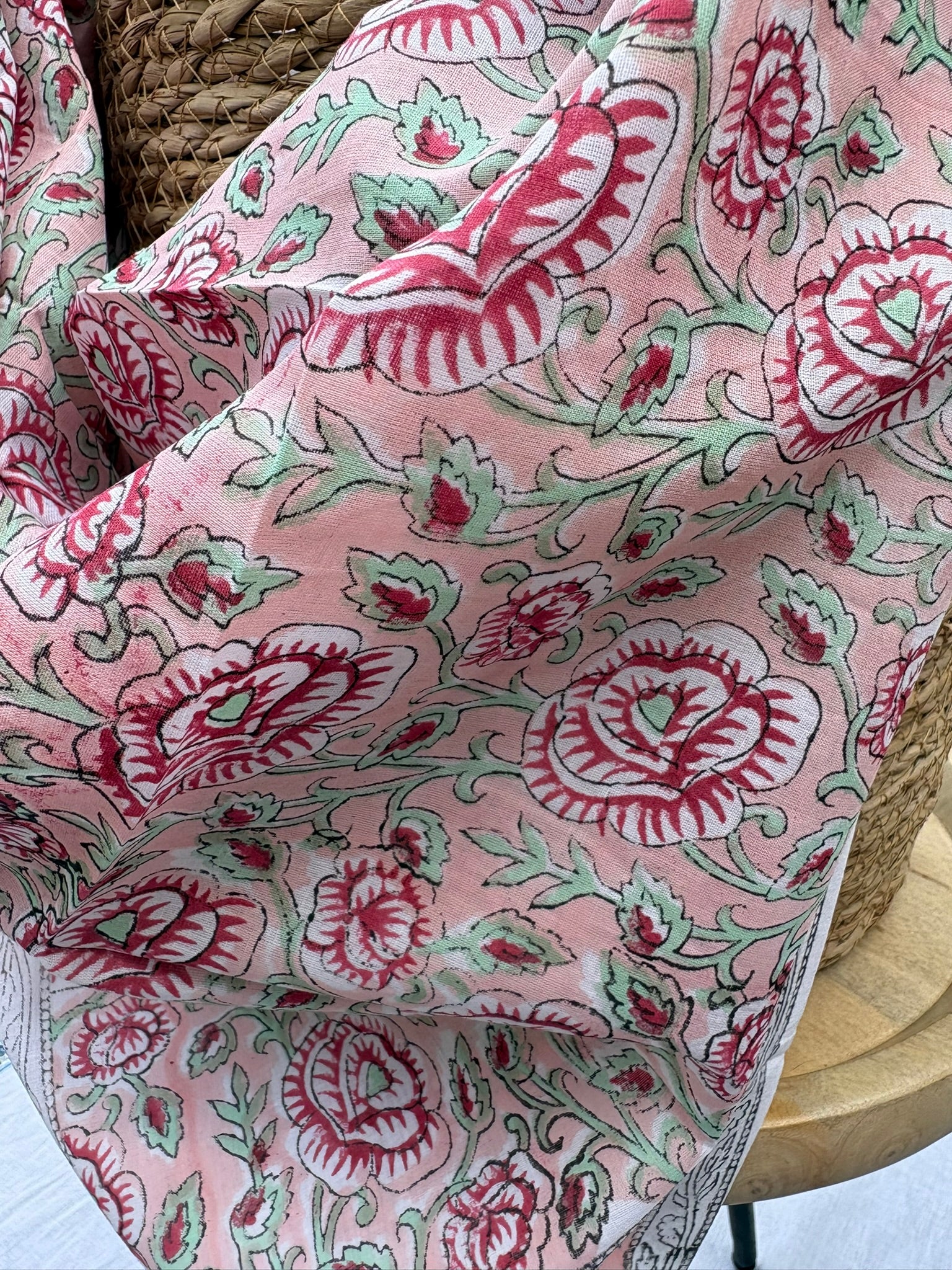 Foulard artisanal en blockprint indien