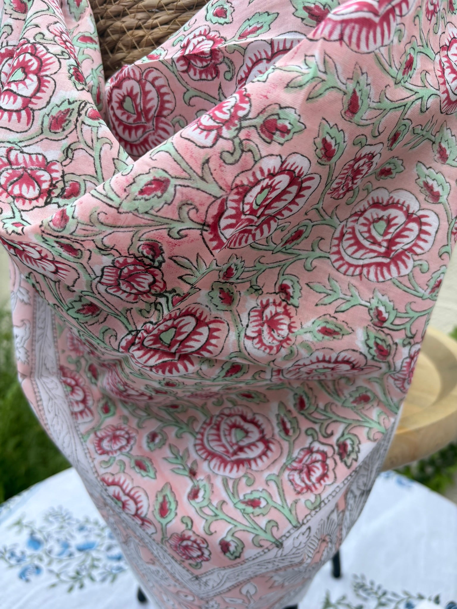 Foulard artisanal en blockprint indien