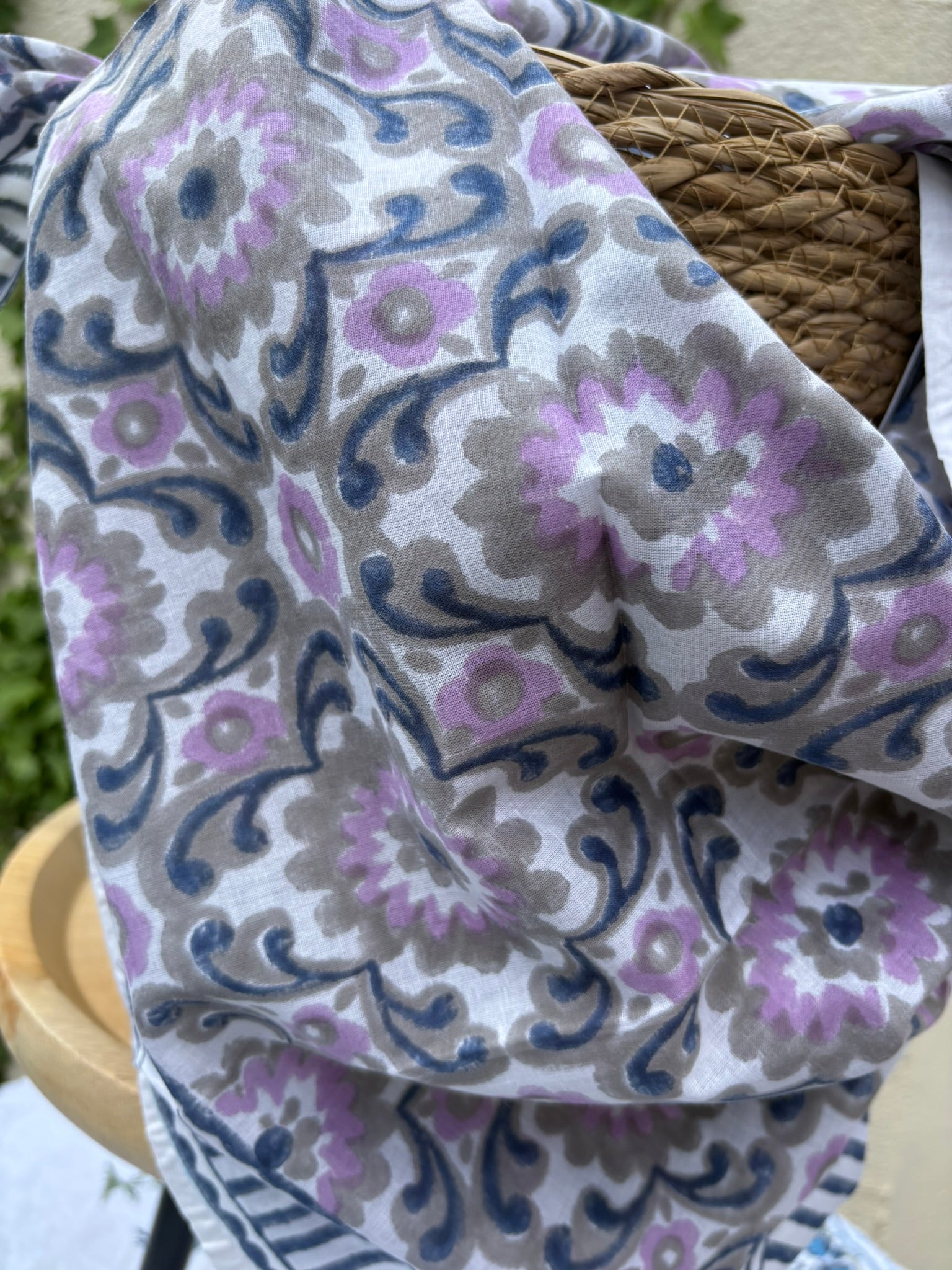 Foulard artisanal en blockprint indien