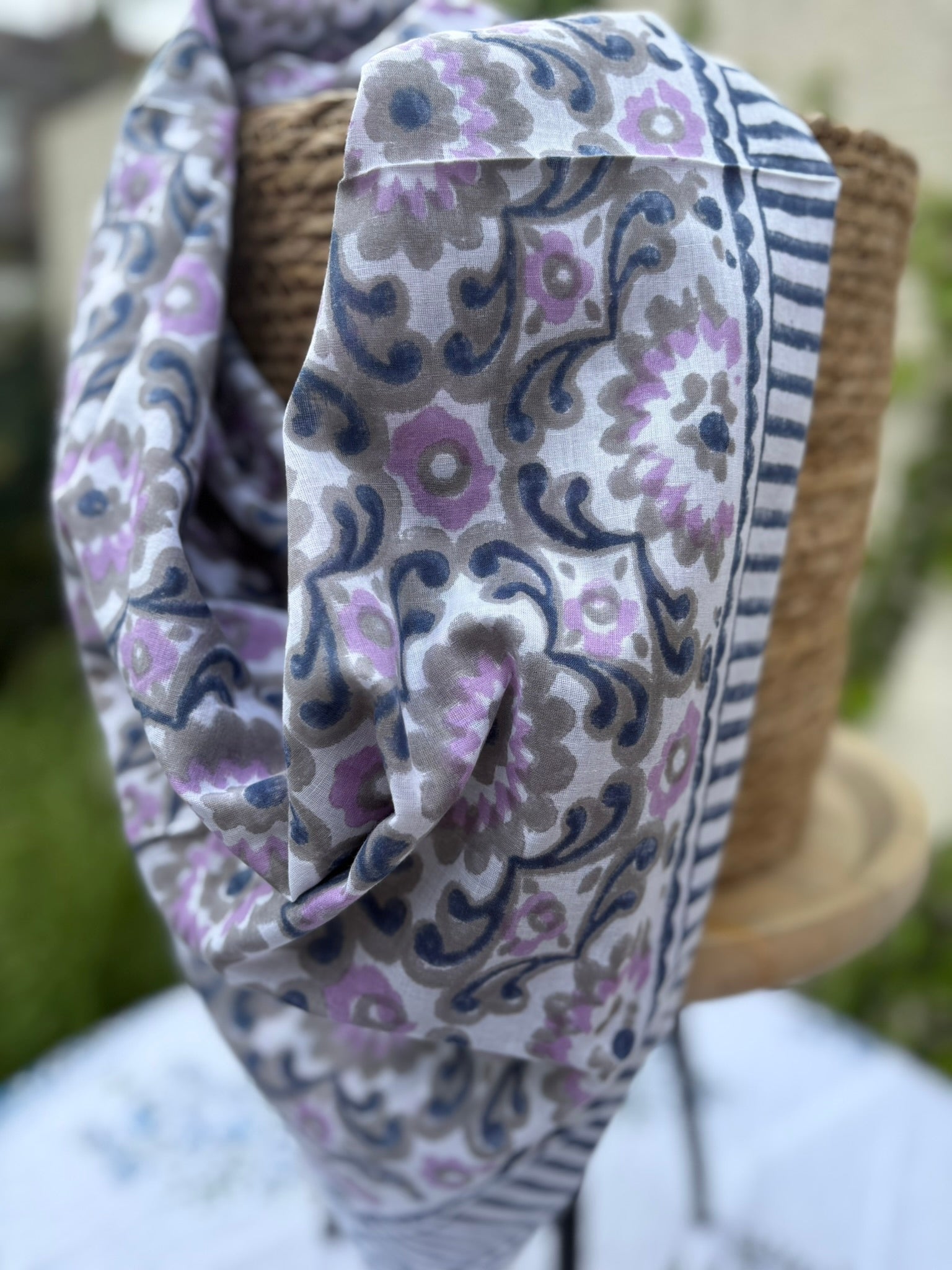 Cavan atelier Foulard artisanal en blockprint indien