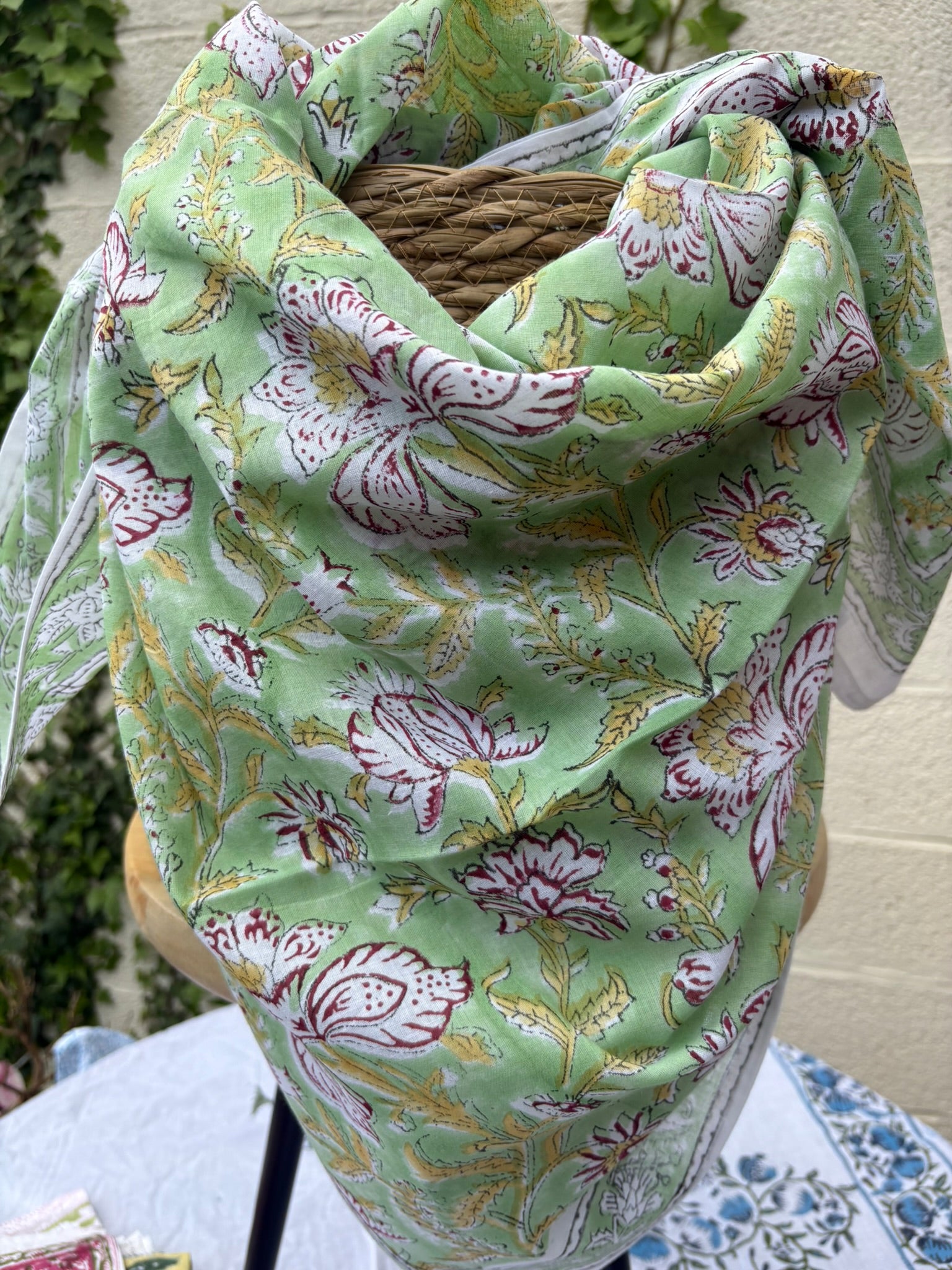 Foulard artisanal en blockprint indien