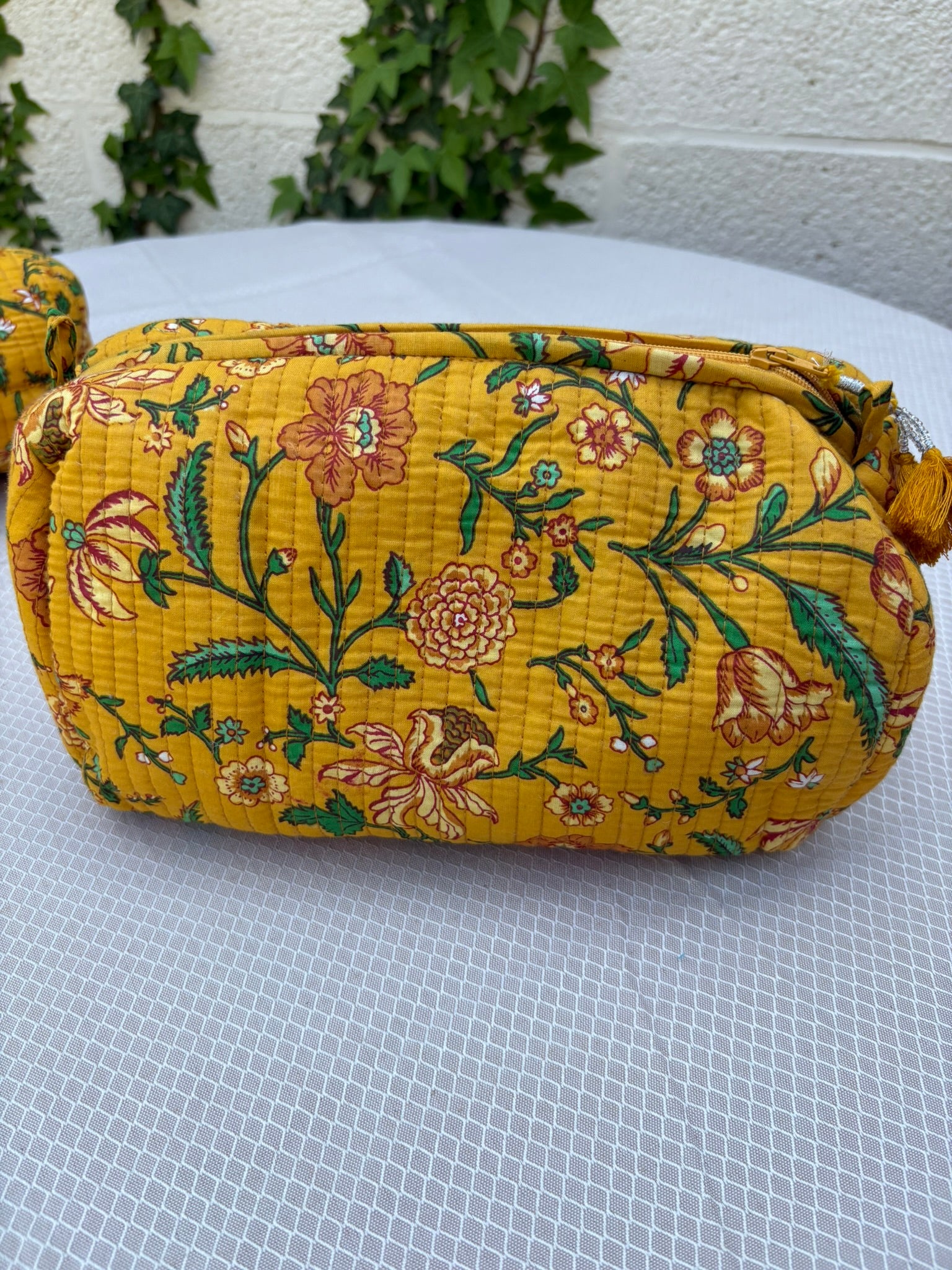 Trousse de toilette matelassée "Safran & Flore"