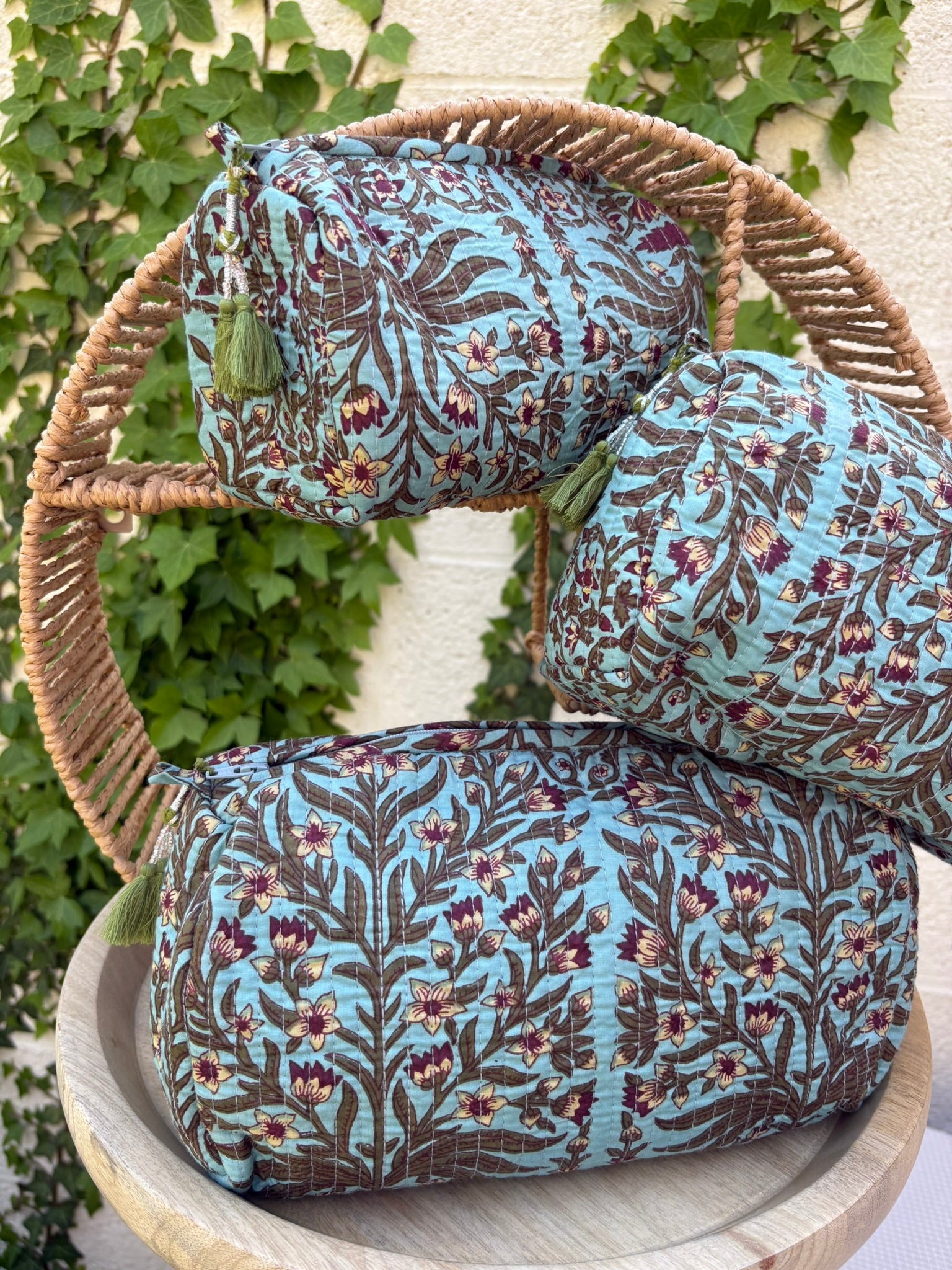 Trousse de toilette matelassée  "Flore Sauvage"