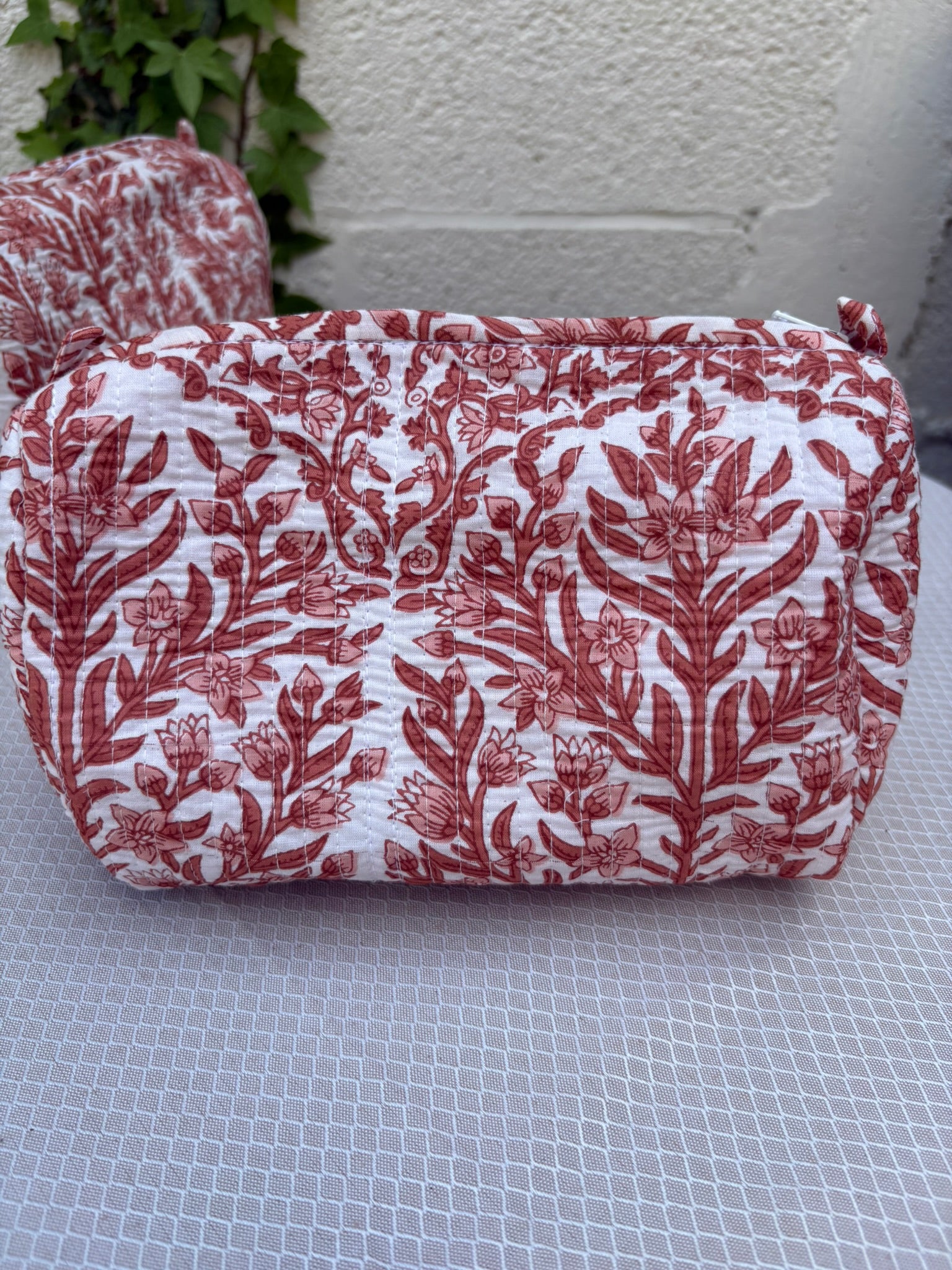 Trousse de toilette matelassée  "Terracotta Douce"